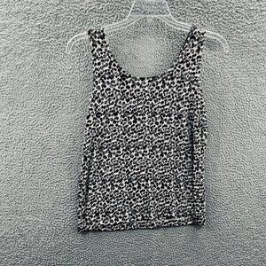 Chicos Travelers Womens Top 2 Large Black Cream Animal Print Sleeveless Shirt‎